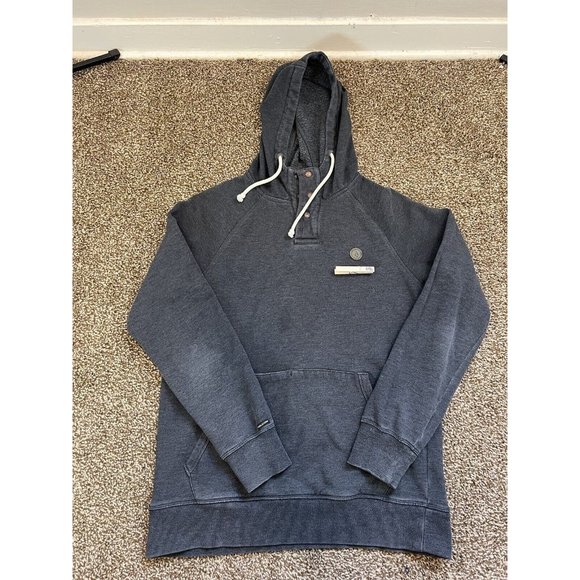 Vintage Volcom Stone Dark Heather Gray Hoodie Sweatshirt Mens Sz M 1/4 Button Up - Picture 1 of 9